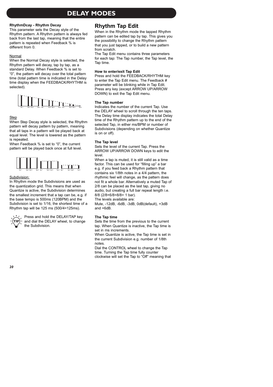 Delay modes, Rhythm tap edit | TC Electronic D-Two User Manual | Page 22 / 31