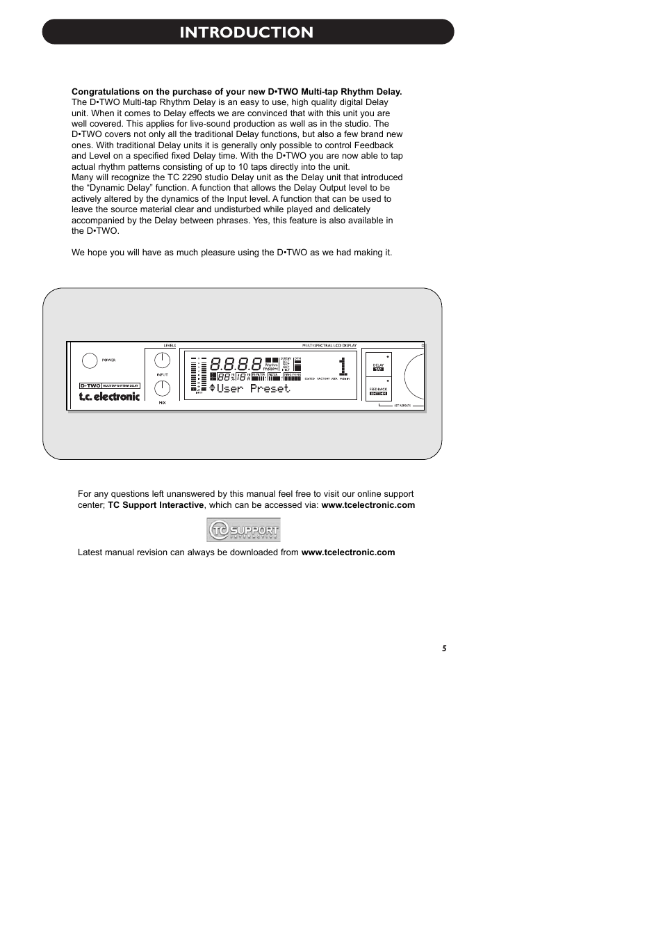 Introduction | TC Electronic D-Two User Manual | Page 7 / 31