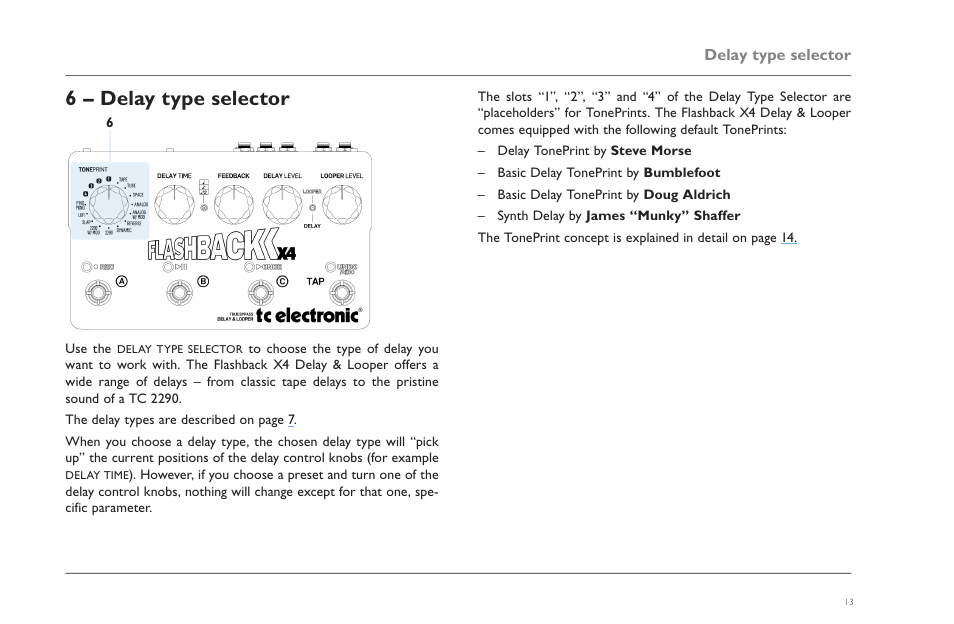 6 – delay type selector | TC Electronic Flashback X4 Delay User Manual | Page 16 / 31