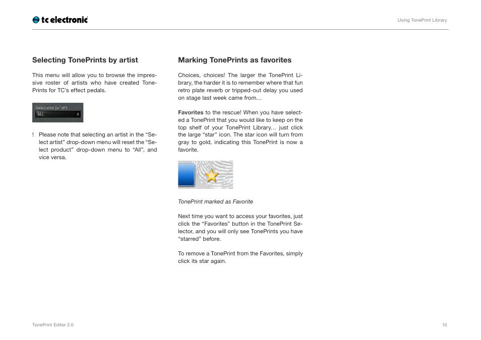 E marking tone, Prints as favorites | TC Electronic TonePrint Editor User Manual | Page 12 / 26