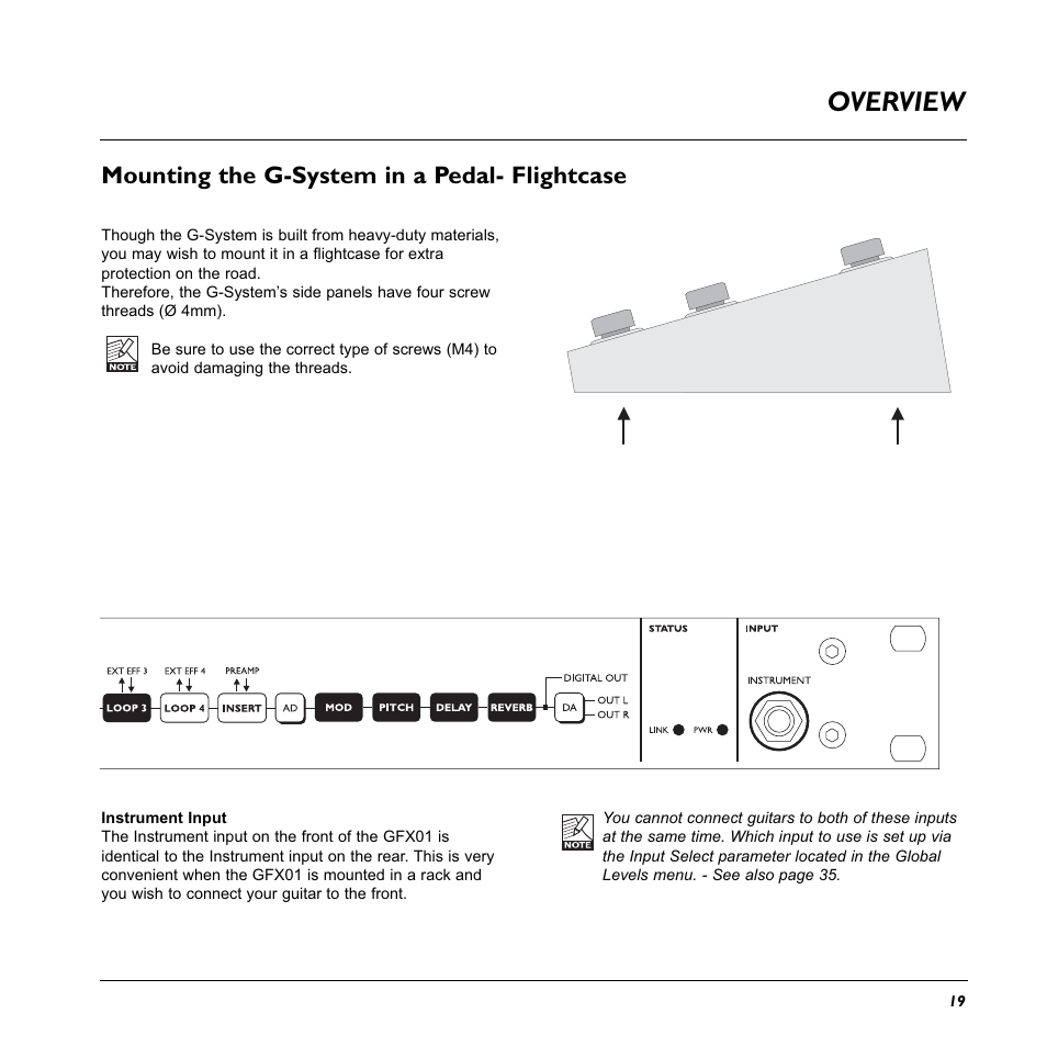Overview, Mounting the g-system in a pedal- flightcase | TC Electronic G-System User Manual | Page 21 / 81