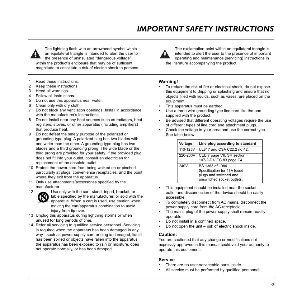Important safety instructions | TC Electronic G-System User Manual | Page 3 / 81