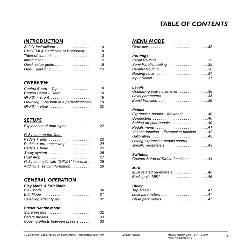 TC Electronic G-System User Manual | Page 5 / 81