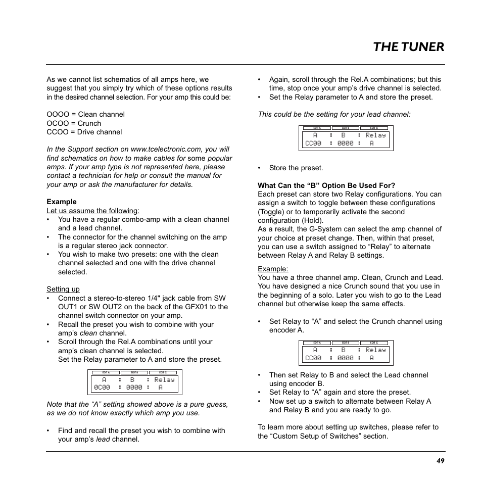 The tuner | TC Electronic G-System User Manual | Page 51 / 81