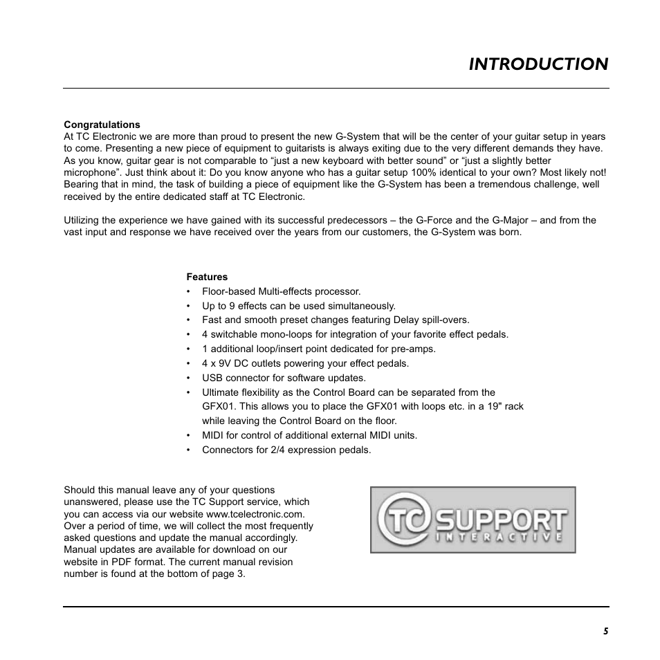 Introduction | TC Electronic G-System User Manual | Page 7 / 81