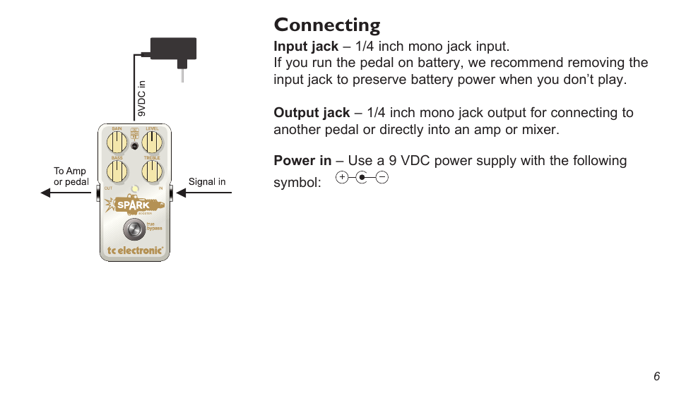 Connecting | TC Electronic Spark Booster User Manual | Page 6 / 10