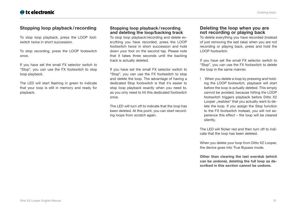 TC Electronic Ditto X2 Looper User Manual | Page 14 / 26