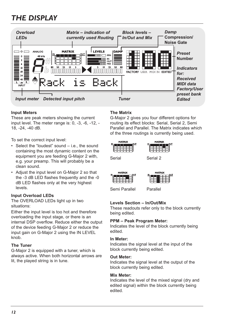 The display | TC Electronic G-Major 2 User Manual | Page 13 / 55