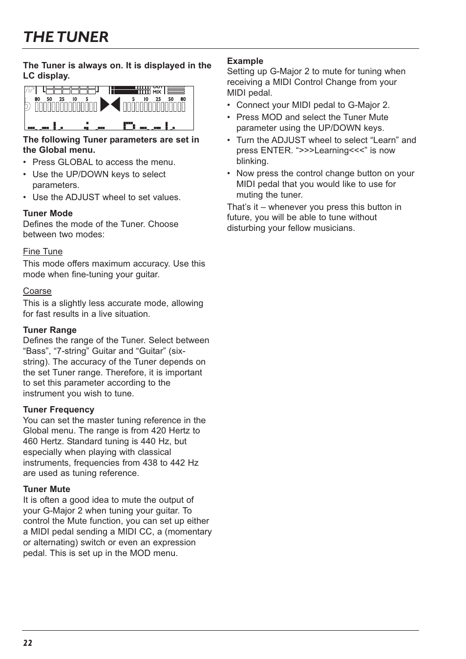 The tuner | TC Electronic G-Major 2 User Manual | Page 23 / 55