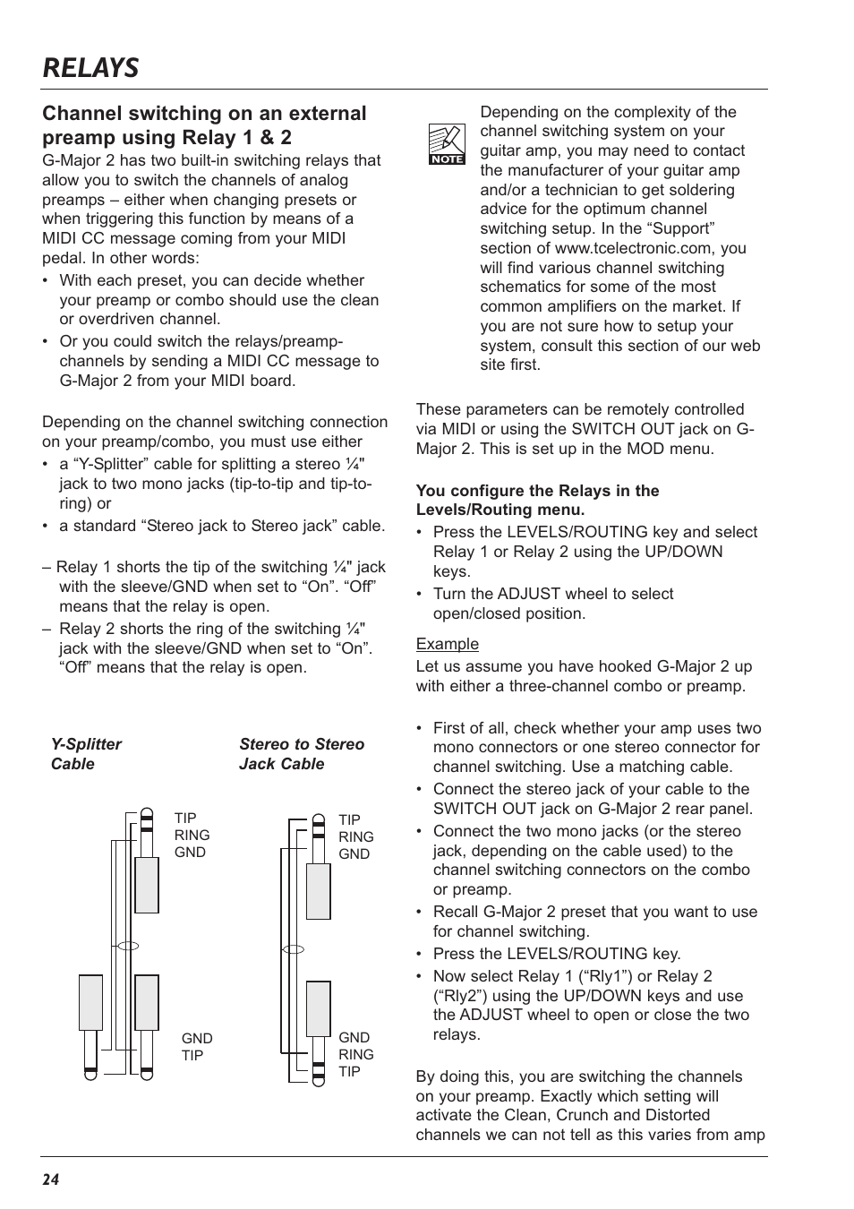 Relays | TC Electronic G-Major 2 User Manual | Page 25 / 55
