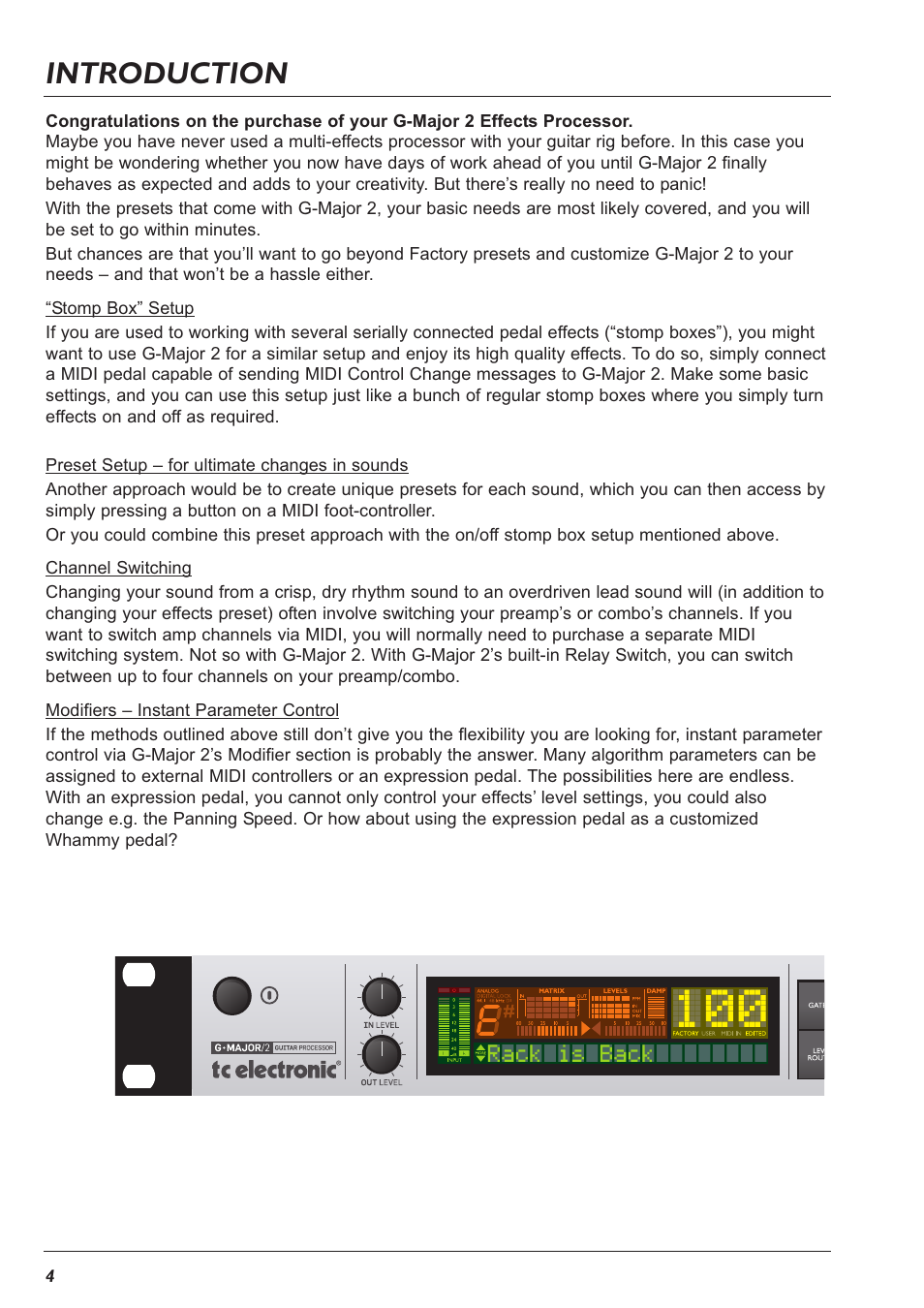 Introduction | TC Electronic G-Major 2 User Manual | Page 5 / 55