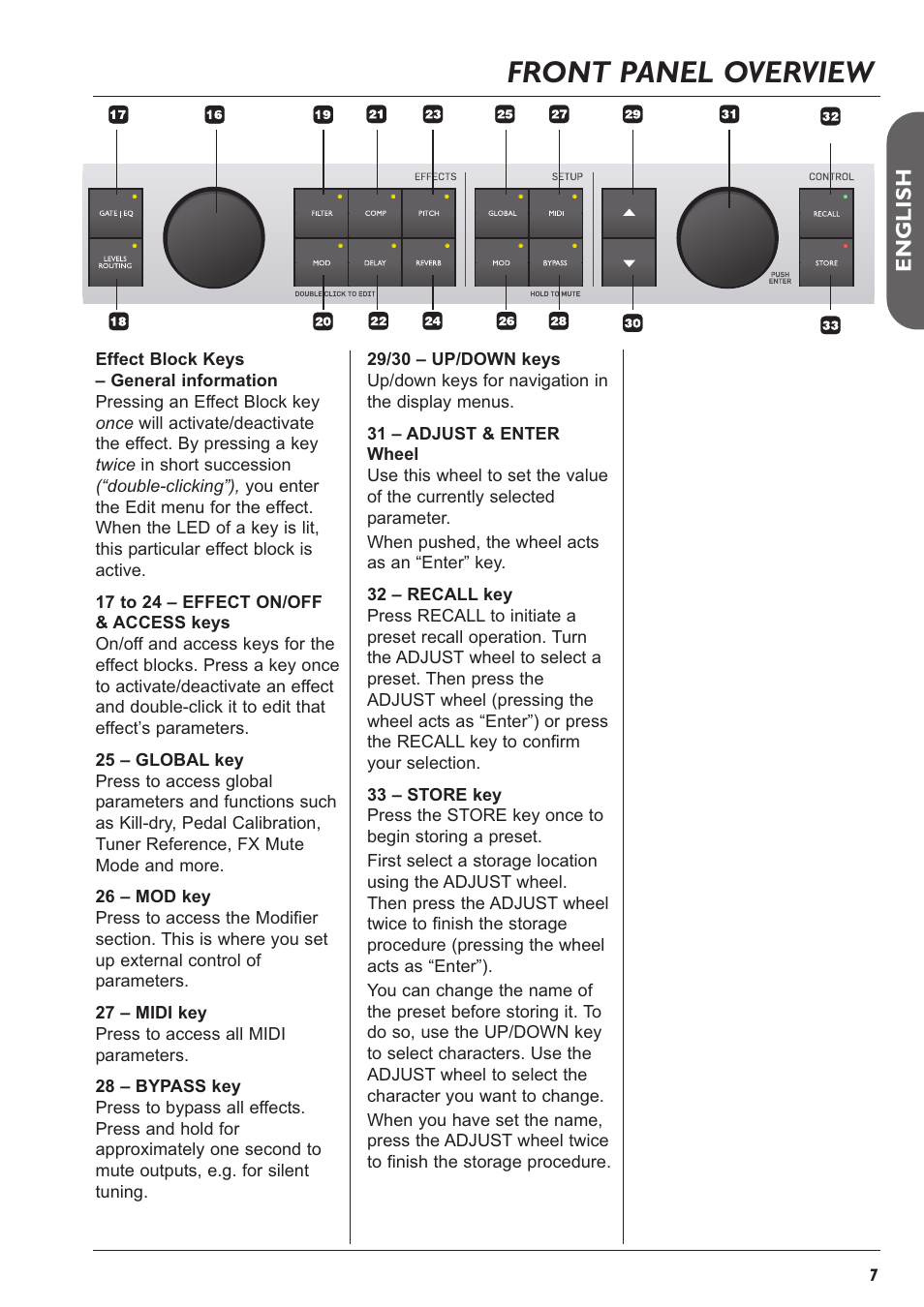 Front panel overview, En g l is h | TC Electronic G-Major 2 User Manual | Page 8 / 55