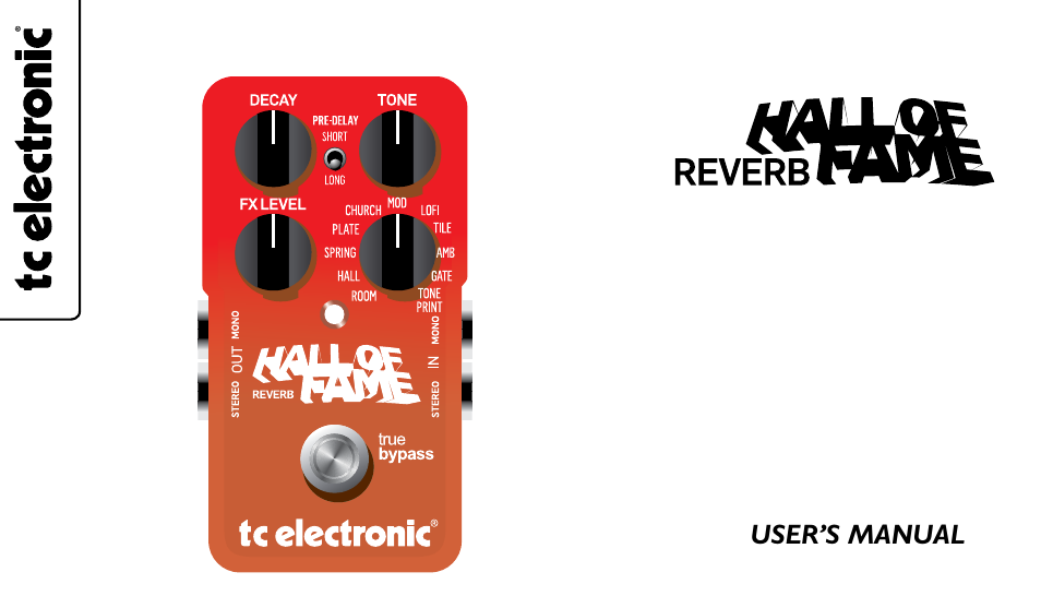 TC Electronic Hall of Fame Reverb User Manual | 15 pages