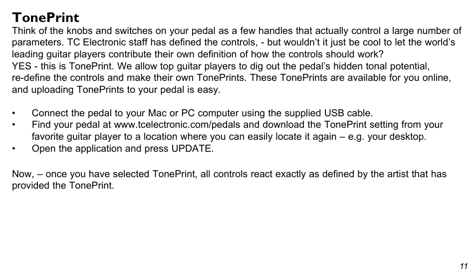 Toneprint | TC Electronic Hall of Fame Reverb User Manual | Page 11 / 15
