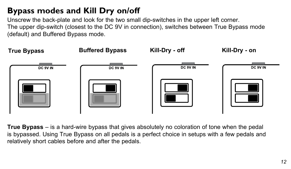 Bypass modes and kill dry on/off | TC Electronic Hall of Fame Reverb User Manual | Page 12 / 15