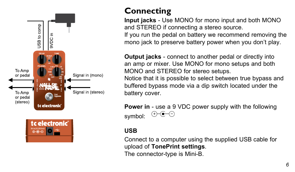 Connecting | TC Electronic Hall of Fame Reverb User Manual | Page 6 / 15
