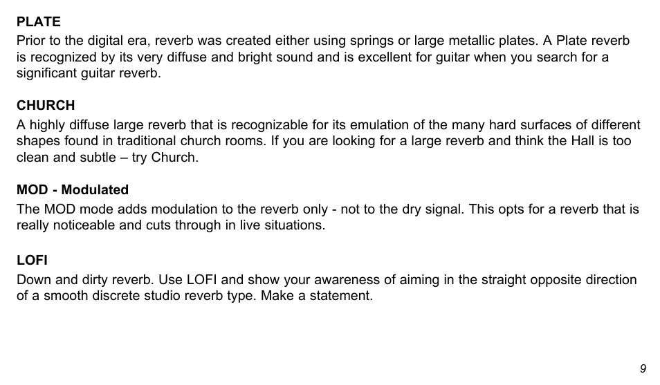 TC Electronic Hall of Fame Reverb User Manual | Page 9 / 15