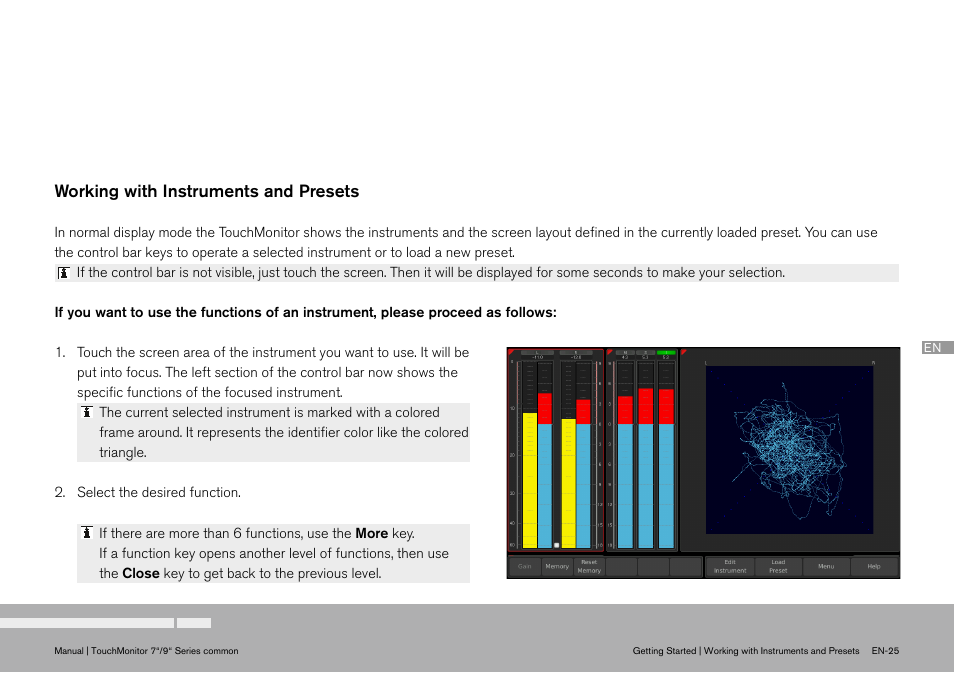 Working with instruments and presets, Rtw touchmonitor tm9 series 37 | TC Electronic TouchMonitor User Manual | Page 25 / 38