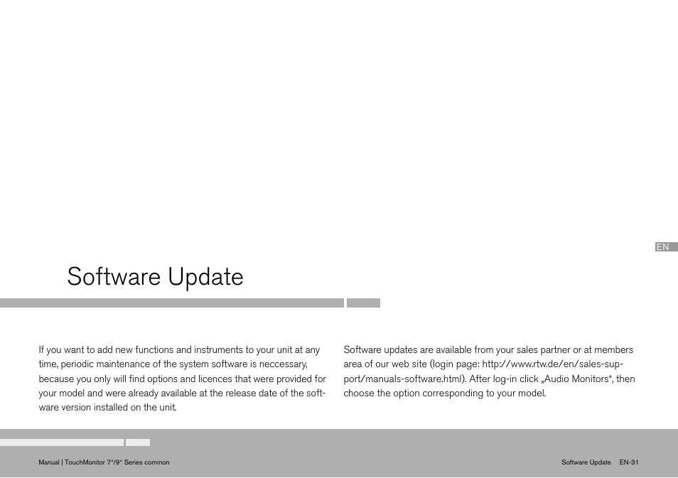 Software update | TC Electronic TouchMonitor User Manual | Page 31 / 38
