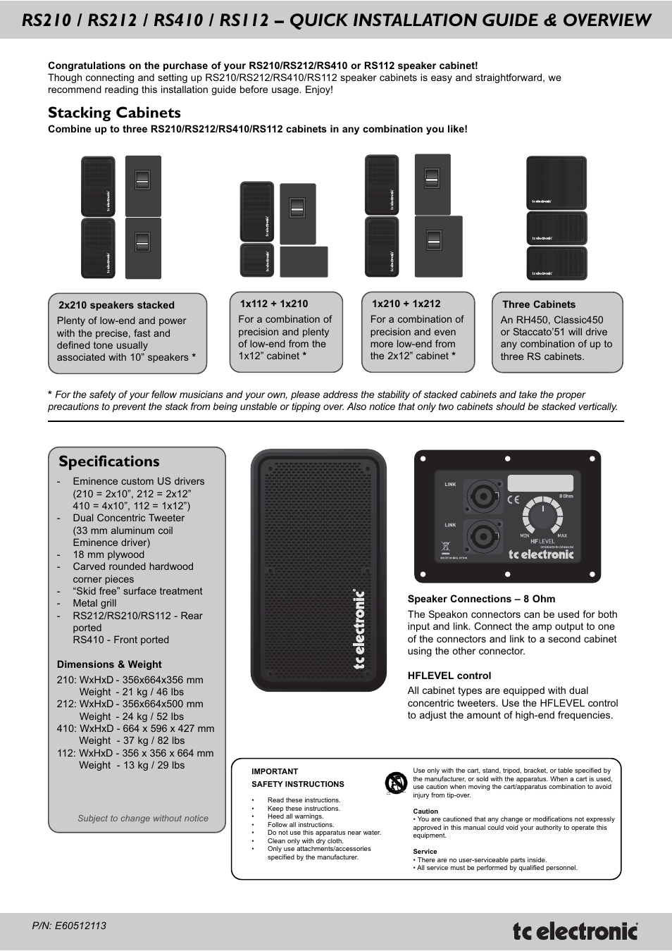 TC Electronic RS210C User Manual | 1 page