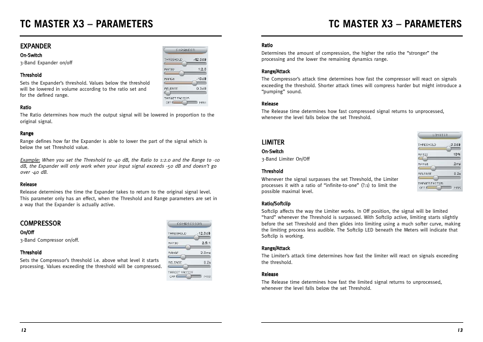 Tc master x3 – parameters | TC Electronic Master X3 TDM User Manual | Page 7 / 11