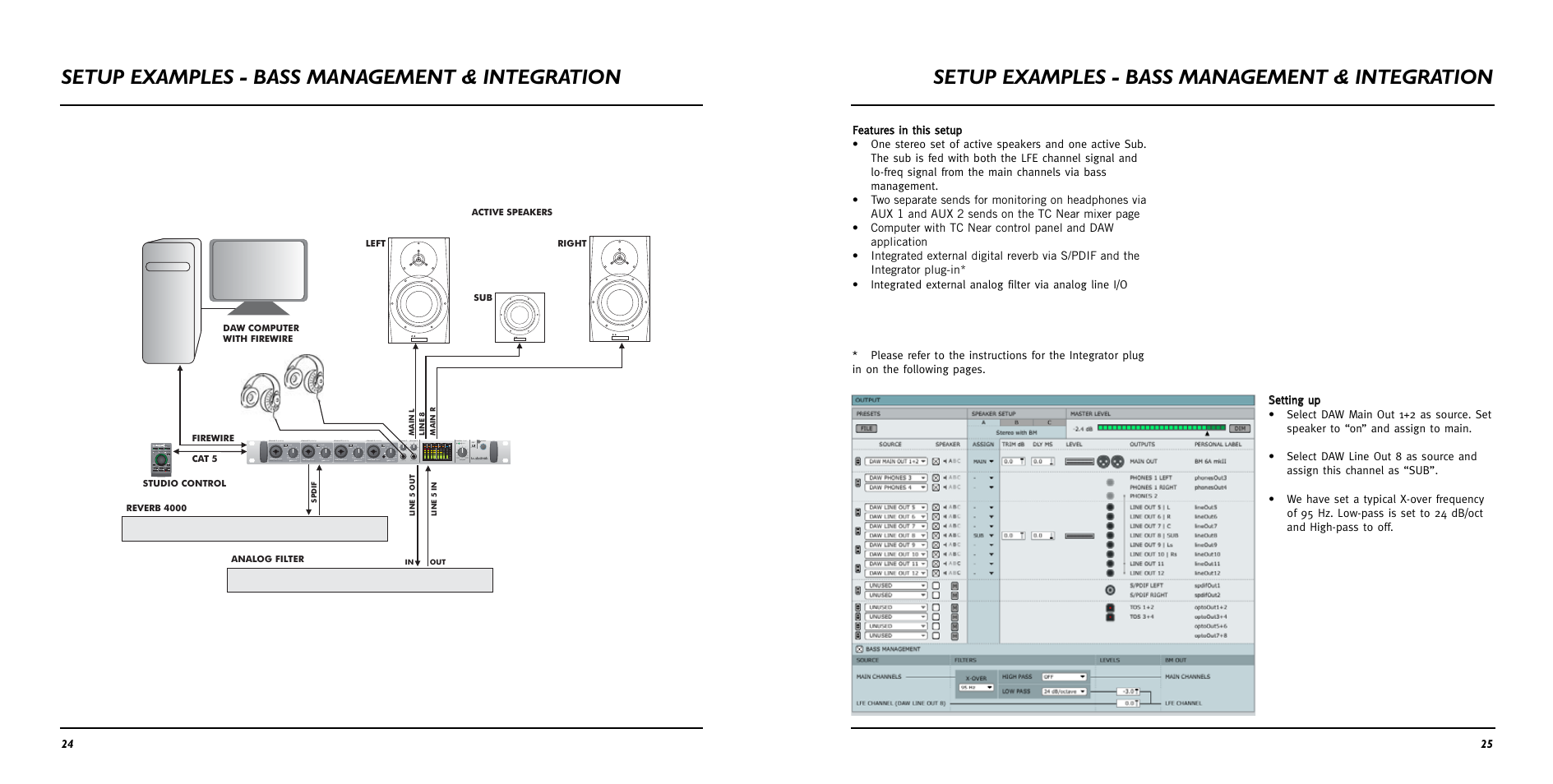 Setup examples - bass management & integration | TC Electronic Studio Konnekt 48 User Manual | Page 14 / 37
