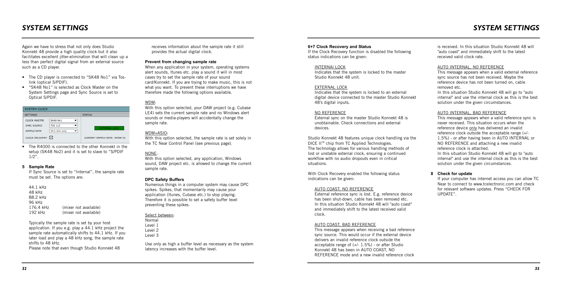 System settings | TC Electronic Studio Konnekt 48 User Manual | Page 18 / 37