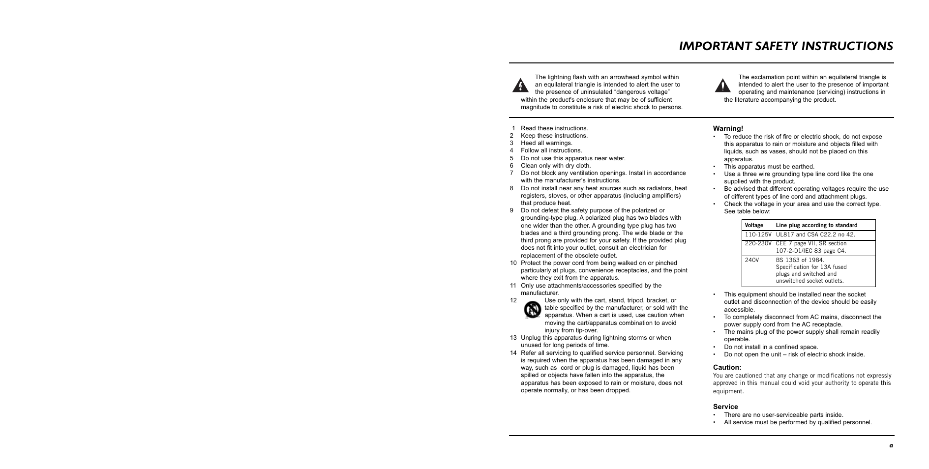 Important safety instructions | TC Electronic Studio Konnekt 48 User Manual | Page 2 / 37