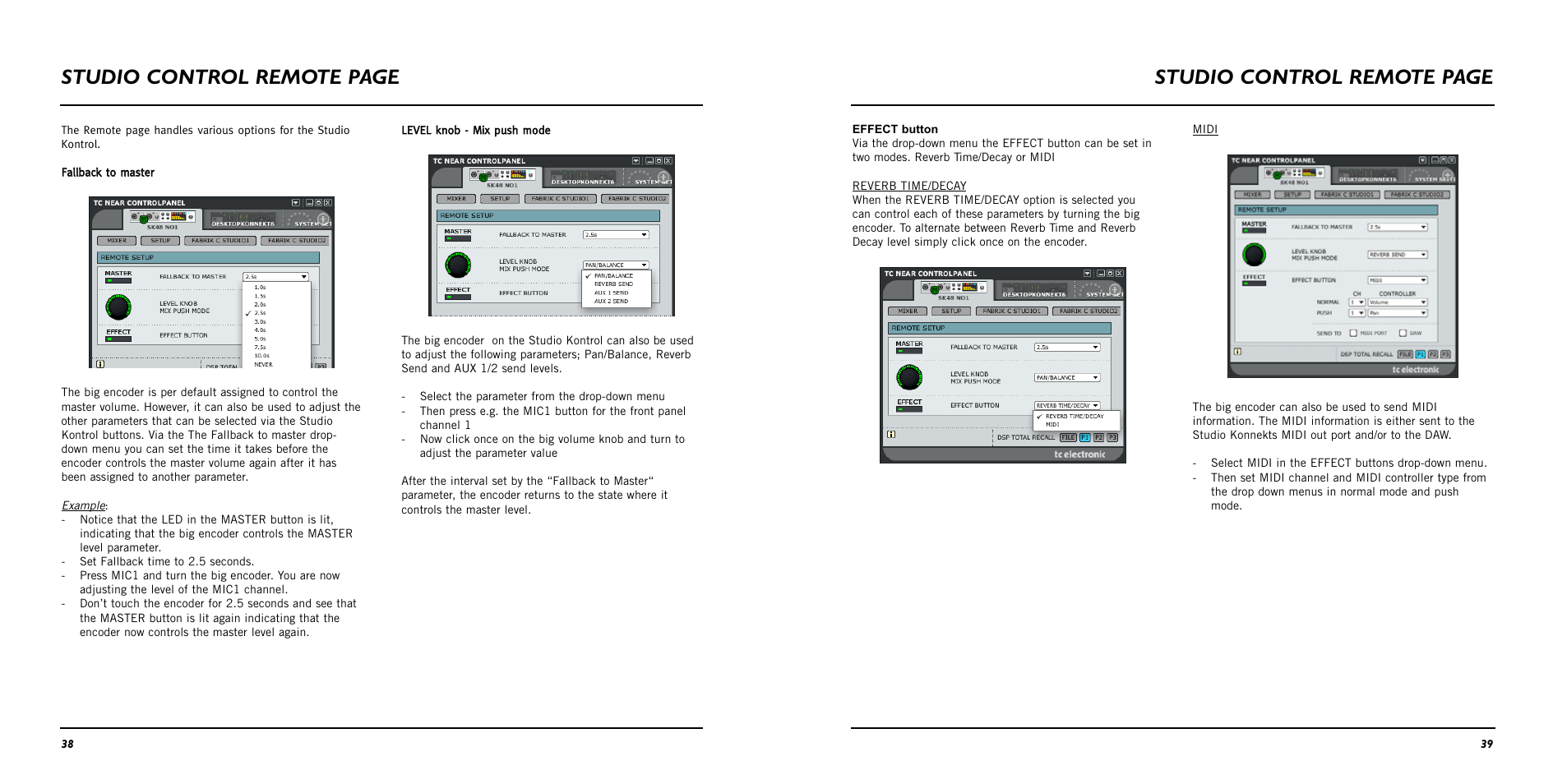 Studio control remote page | TC Electronic Studio Konnekt 48 User Manual | Page 21 / 37