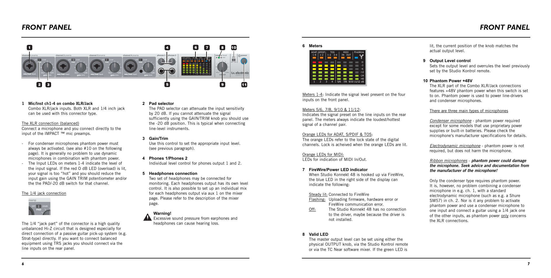 Front panel | TC Electronic Studio Konnekt 48 User Manual | Page 5 / 37
