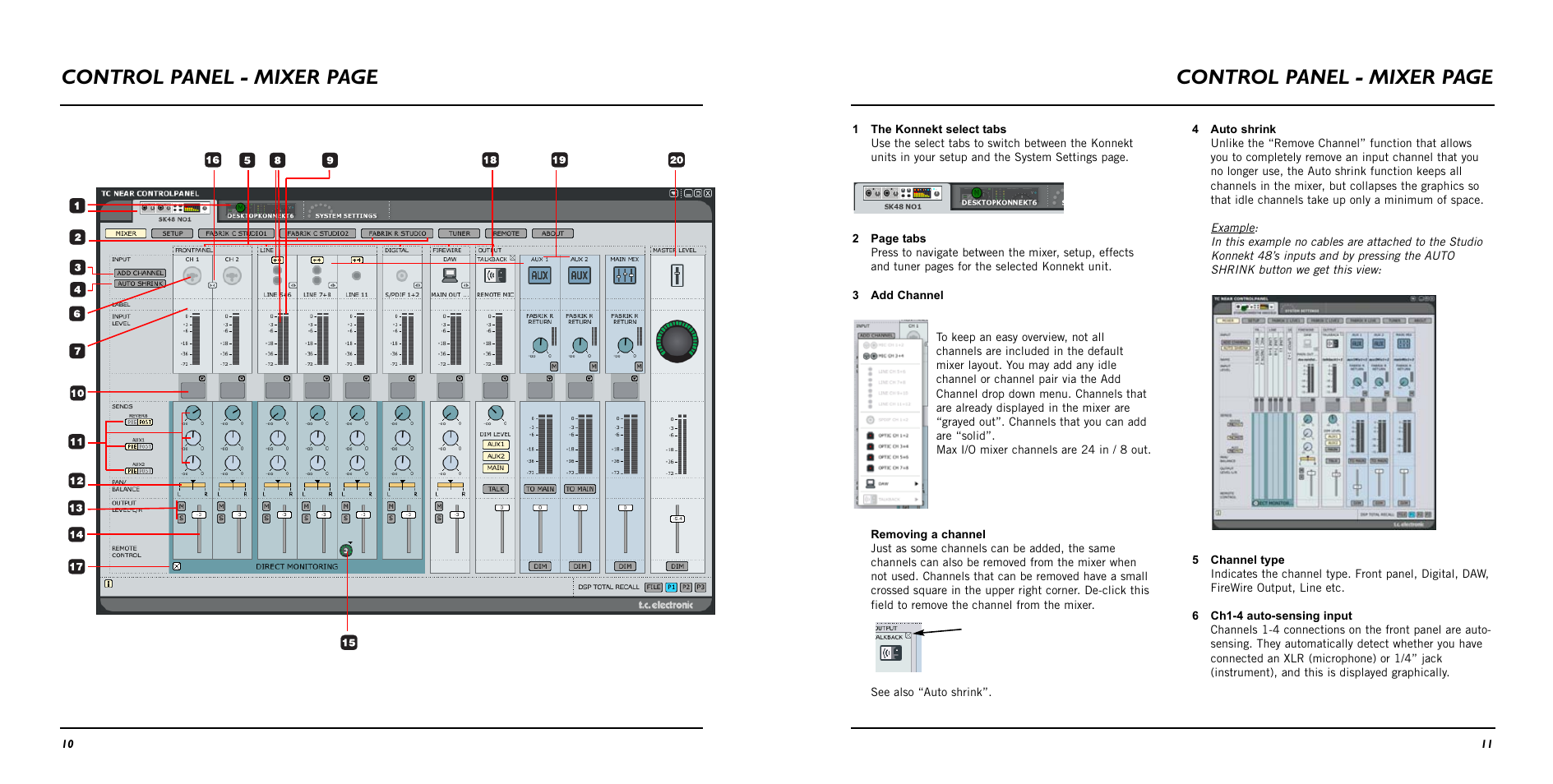 Control panel - mixer page | TC Electronic Studio Konnekt 48 User Manual | Page 7 / 37