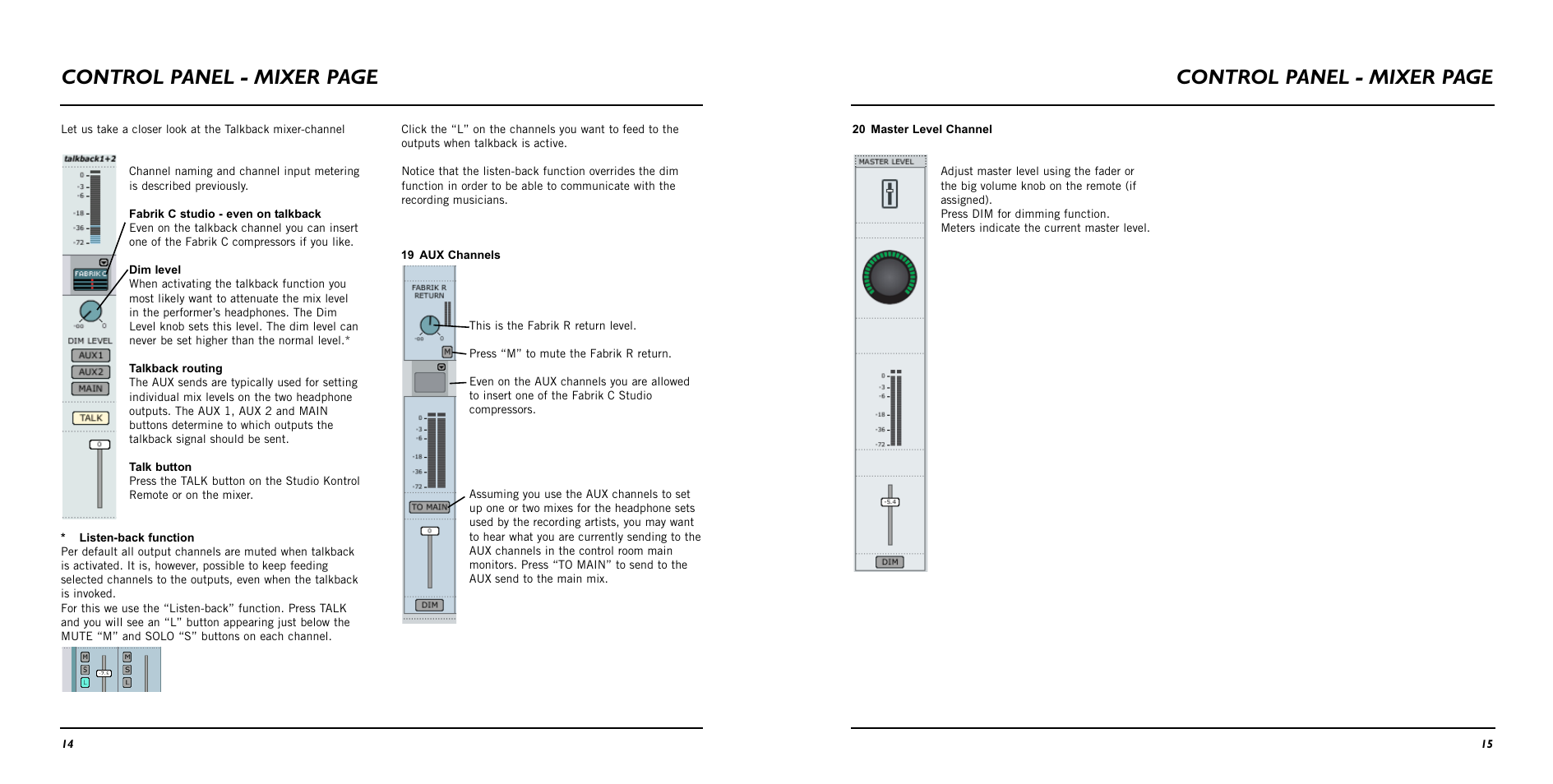 Control panel - mixer page | TC Electronic Studio Konnekt 48 User Manual | Page 9 / 37