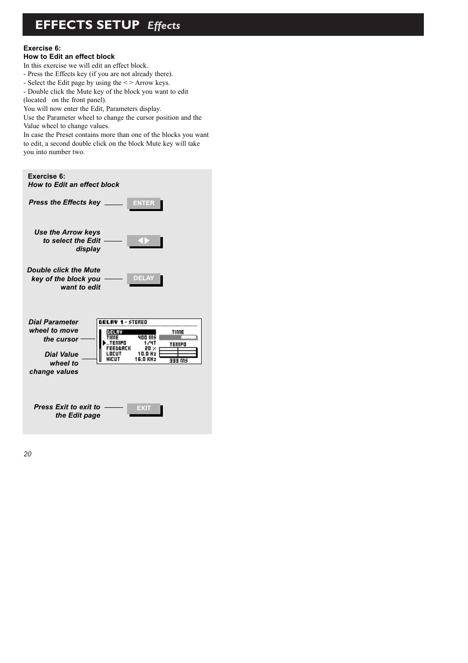 Effects setup, Effects | TC Electronic FireworX User Manual | Page 22 / 82