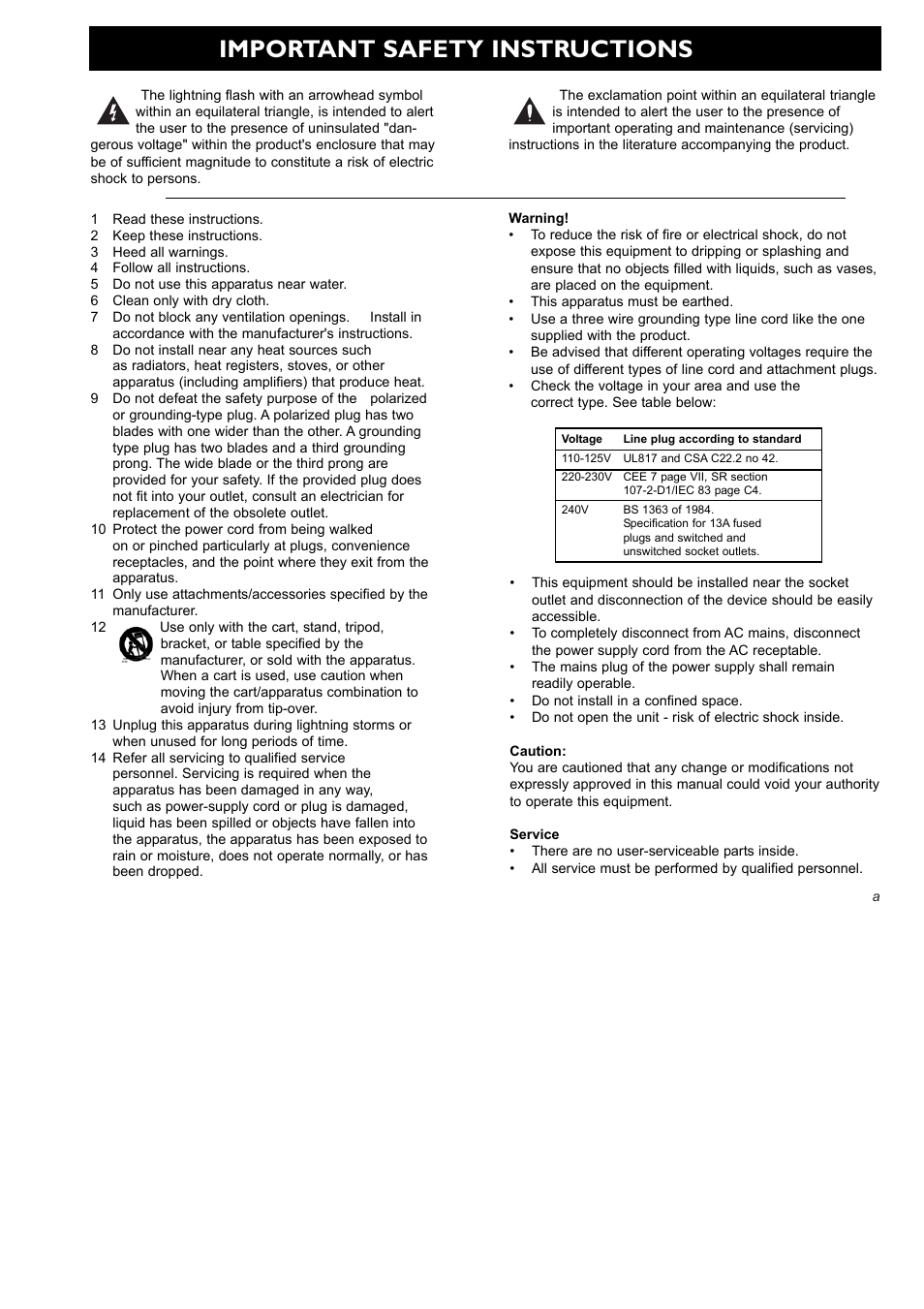 Important safety instructions | TC Electronic FireworX User Manual | Page 3 / 82