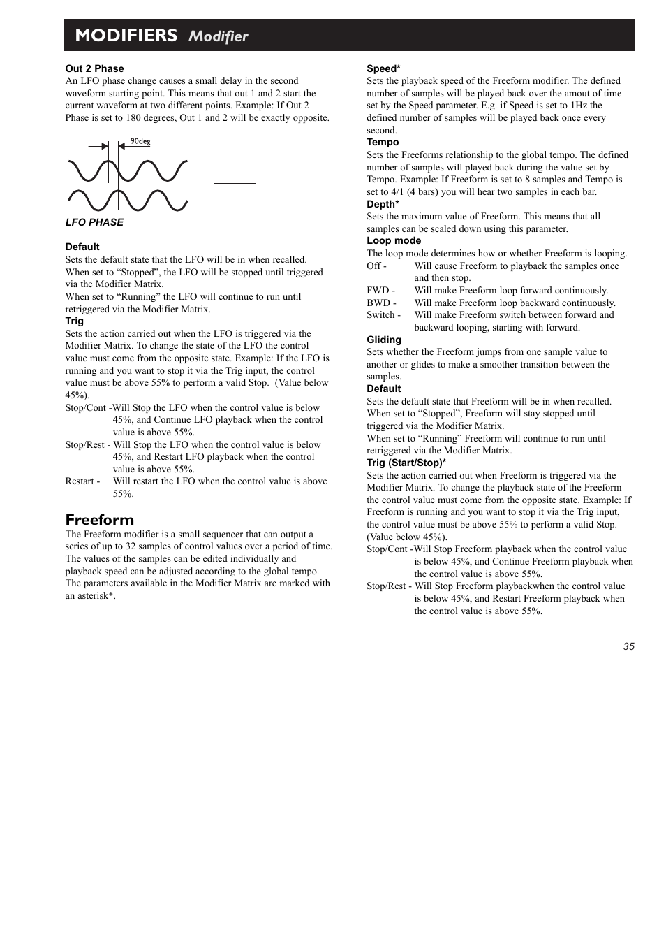 Modifiers, Modifier, Freeform | TC Electronic FireworX User Manual | Page 37 / 82