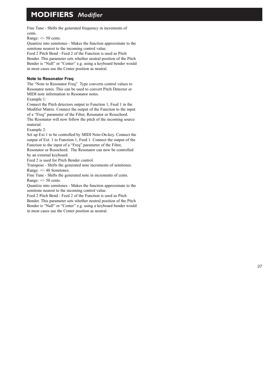Modifiers, Modifier | TC Electronic FireworX User Manual | Page 39 / 82