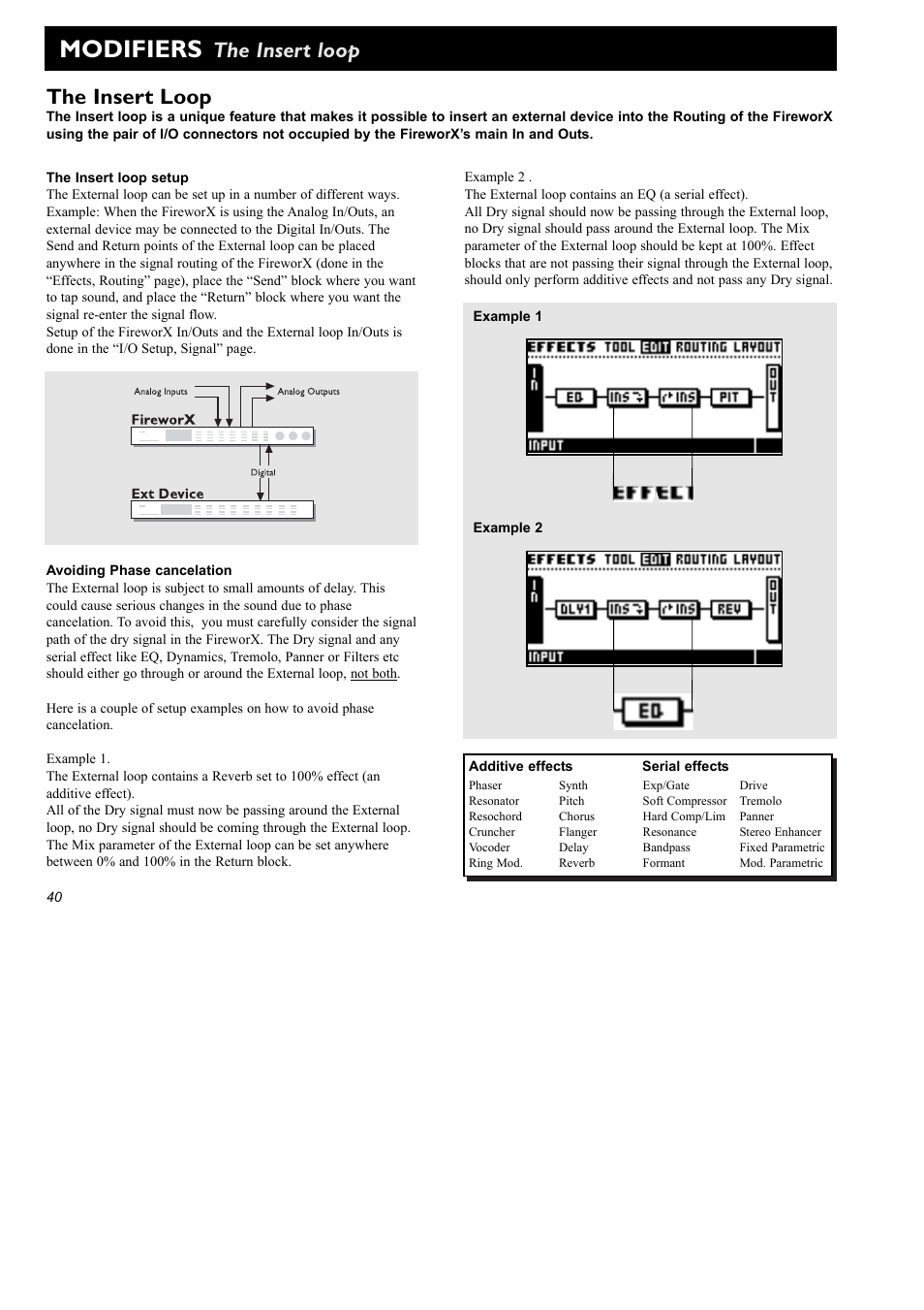 Modifiers, The insert loop | TC Electronic FireworX User Manual | Page 42 / 82
