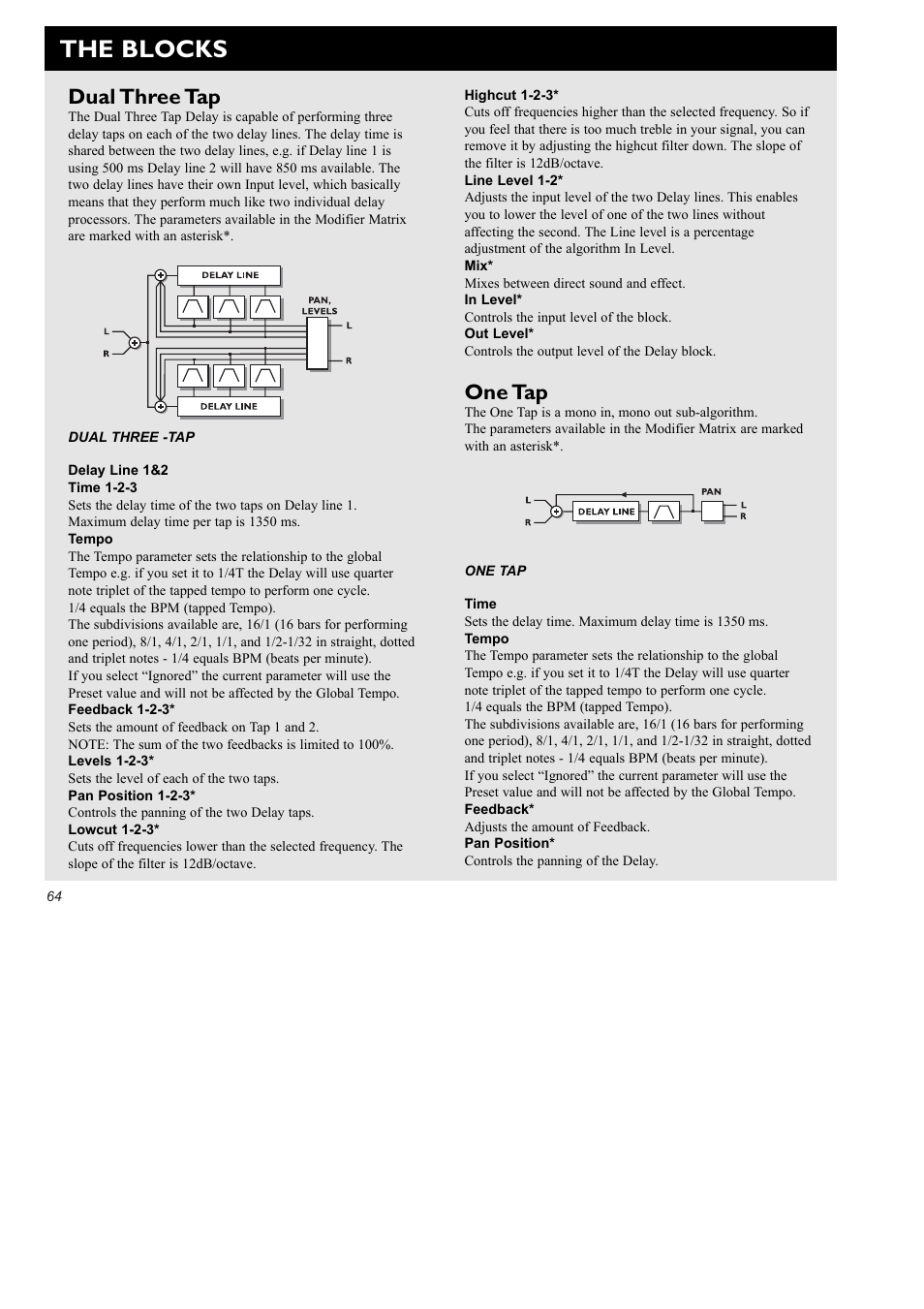 The blocks, Dual three tap, One tap | TC Electronic FireworX User Manual | Page 66 / 82