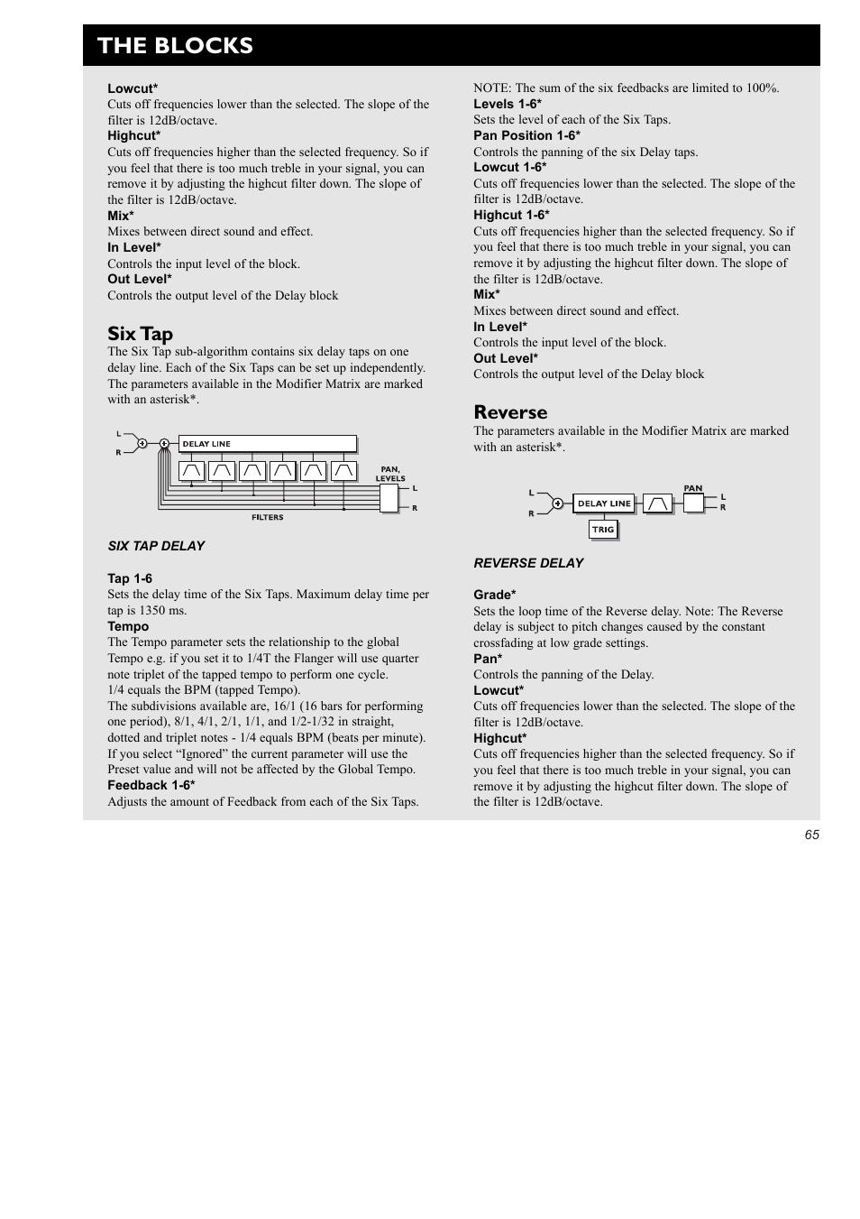 The blocks, Reverse, Six tap | TC Electronic FireworX User Manual | Page 67 / 82
