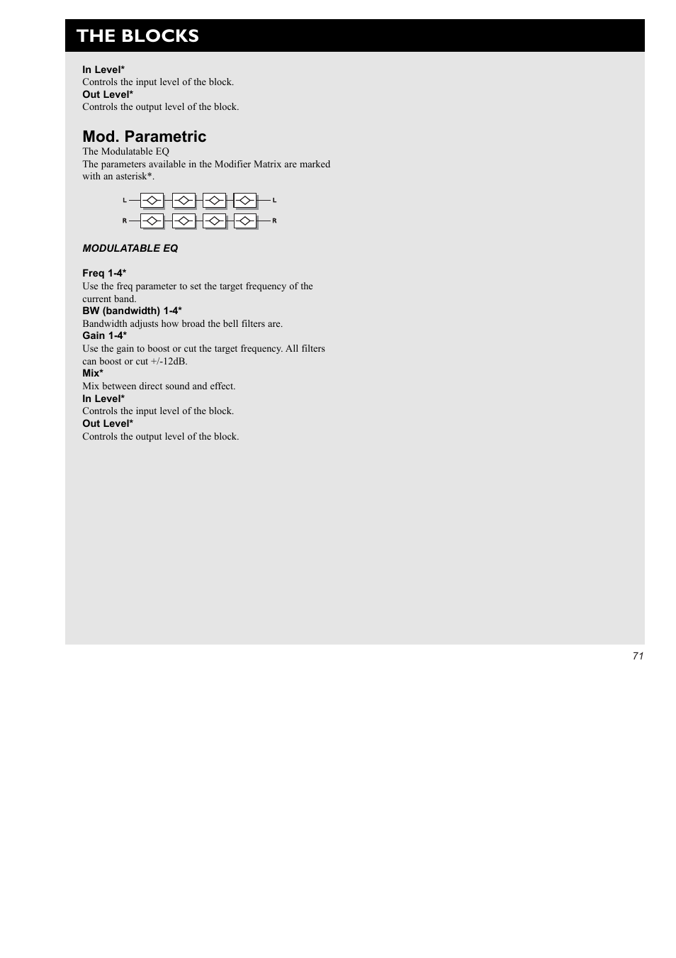 The blocks, Mod. parametric | TC Electronic FireworX User Manual | Page 73 / 82