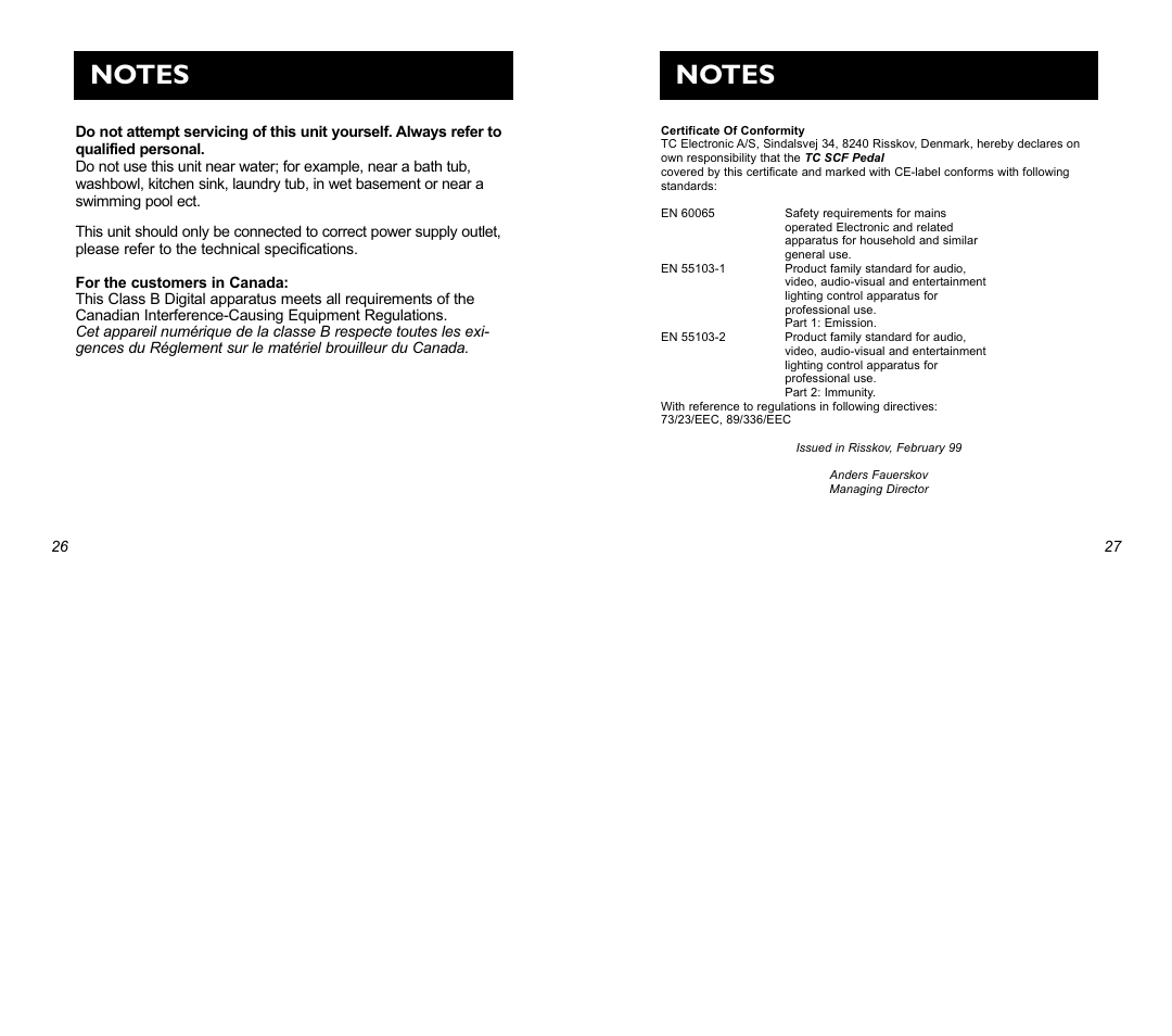 TC Electronic SCF Stereo Chorus Flanger User Manual | Page 14 / 14