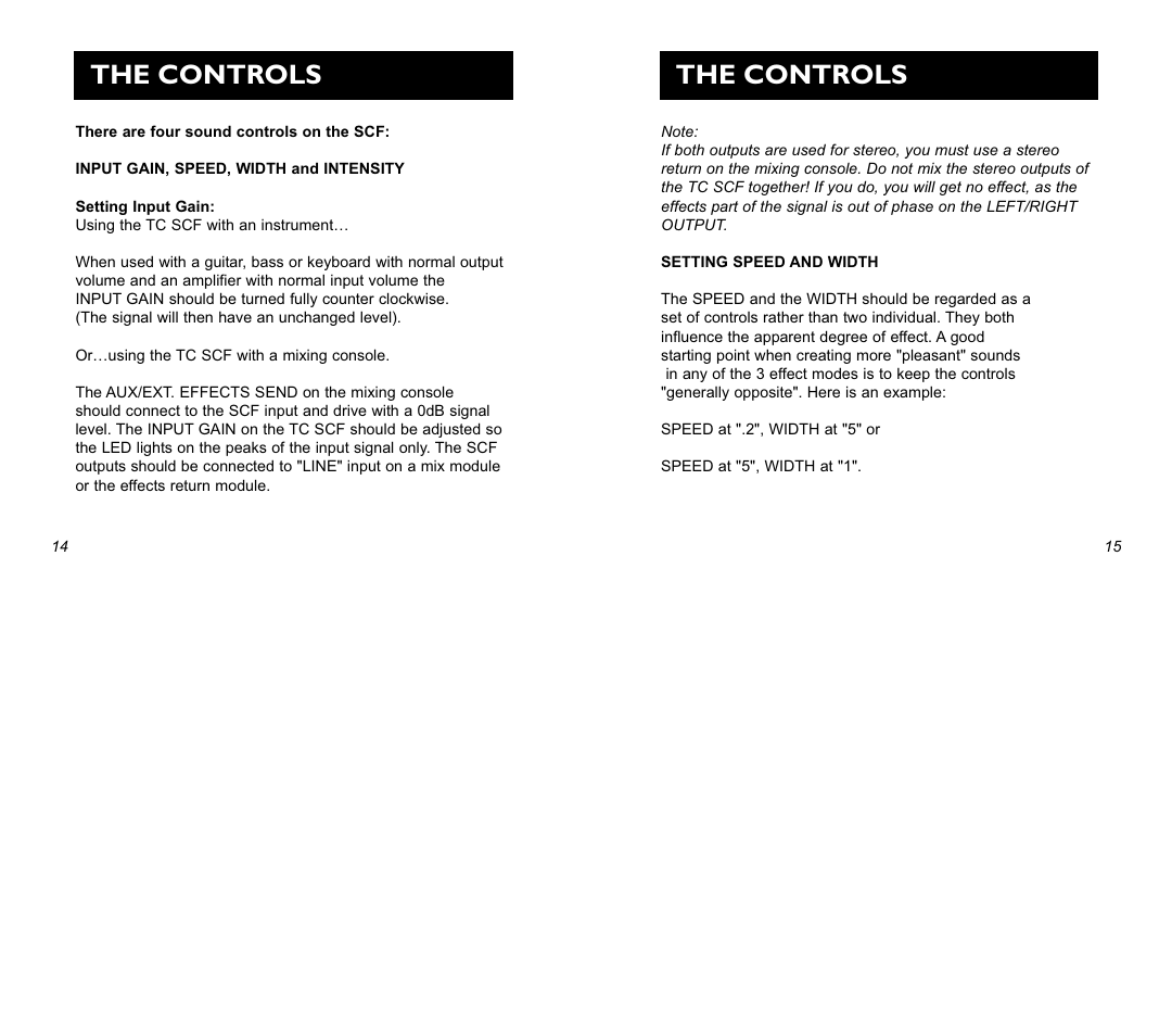 The controls | TC Electronic SCF Stereo Chorus Flanger User Manual | Page 8 / 14