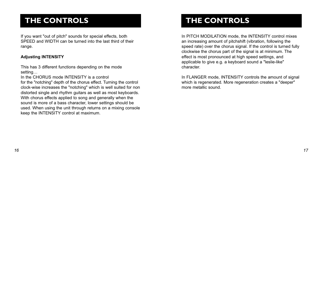 The controls | TC Electronic SCF Stereo Chorus Flanger User Manual | Page 9 / 14