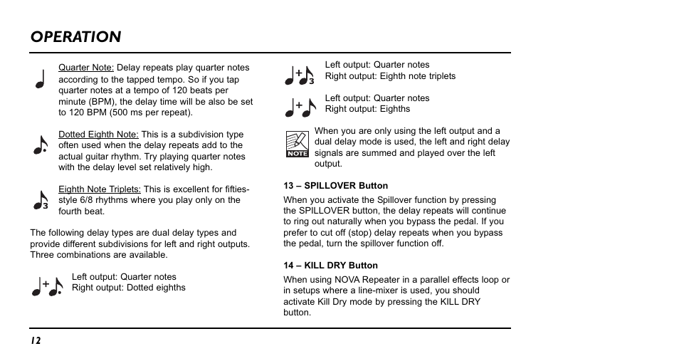Operation | TC Electronic RPT-1 Nova Repeater User Manual | Page 12 / 16
