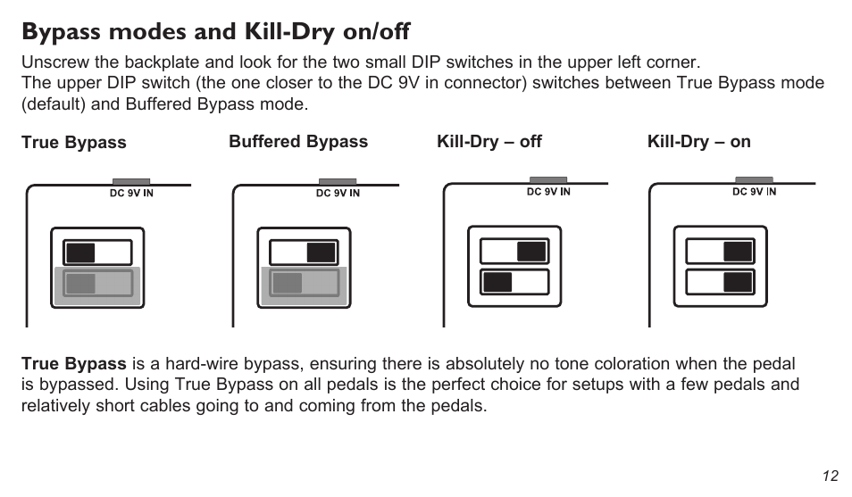 Bypass modes and kill-dry on/off | TC Electronic The Dreamscape User Manual | Page 12 / 15