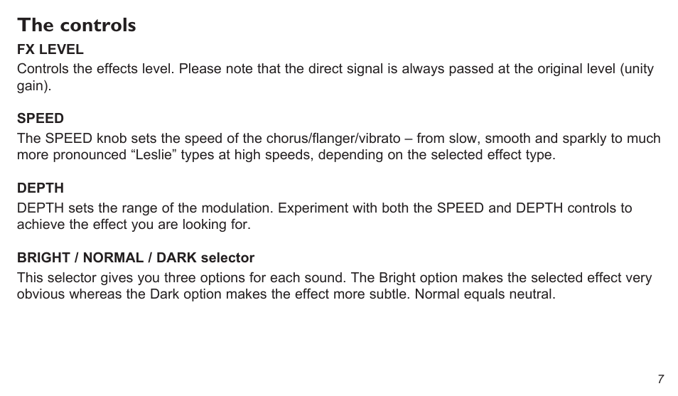 The controls | TC Electronic The Dreamscape User Manual | Page 7 / 15
