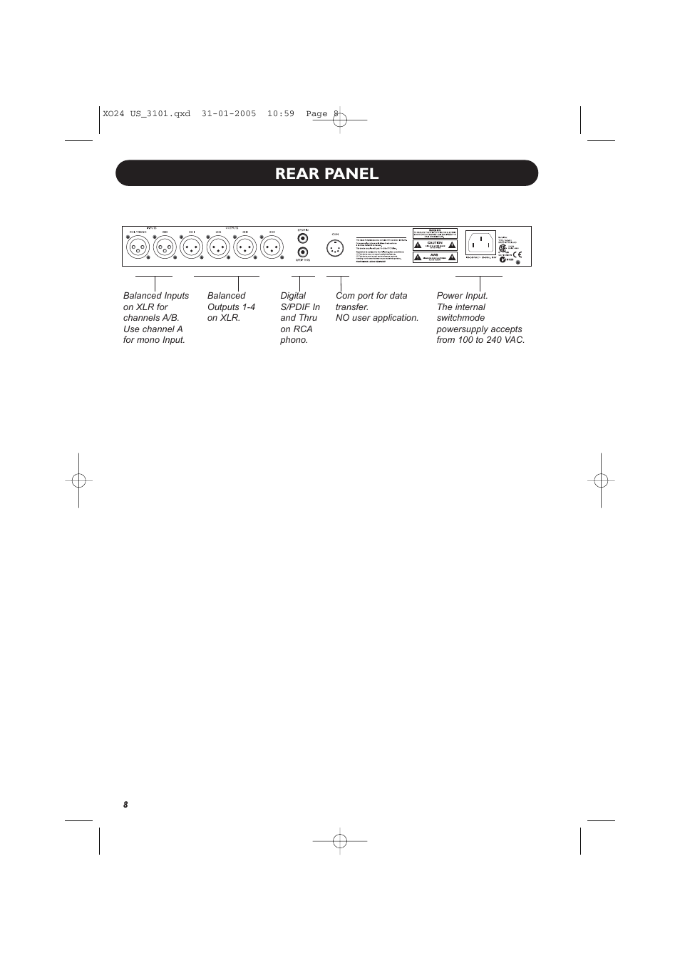 Rear panel | TC Electronic XO24 User Manual | Page 10 / 23
