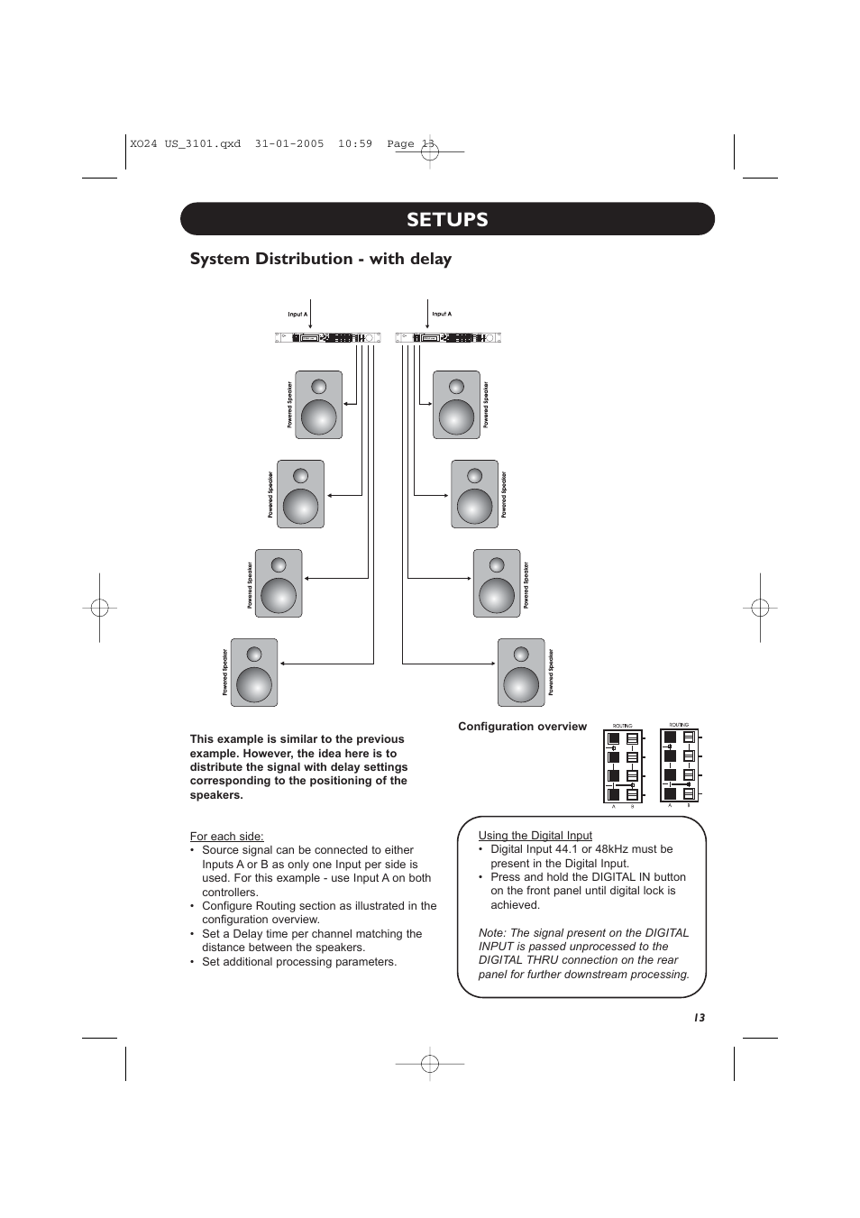 Setups, System distribution - with delay | TC Electronic XO24 User Manual | Page 15 / 23
