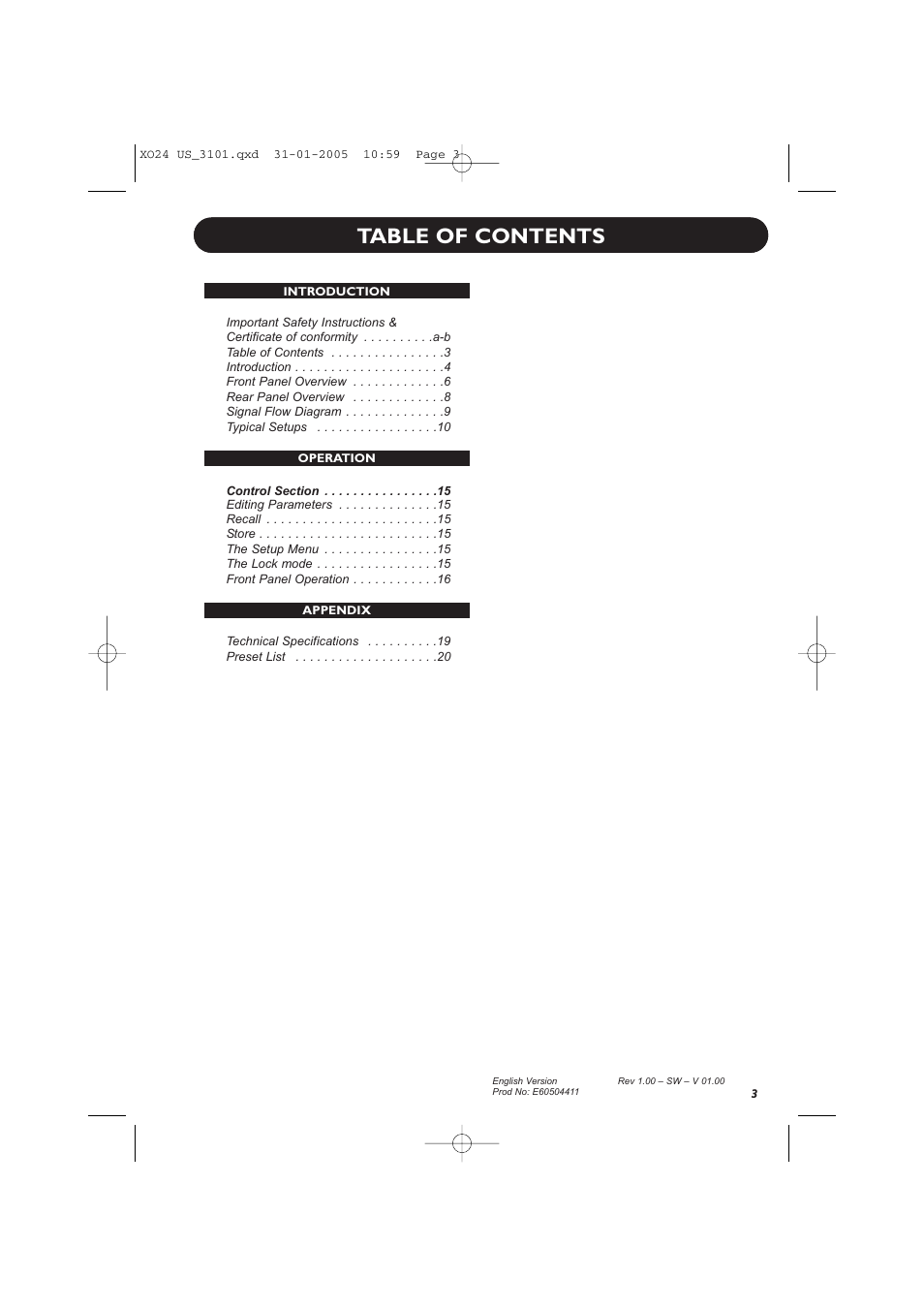 TC Electronic XO24 User Manual | Page 5 / 23