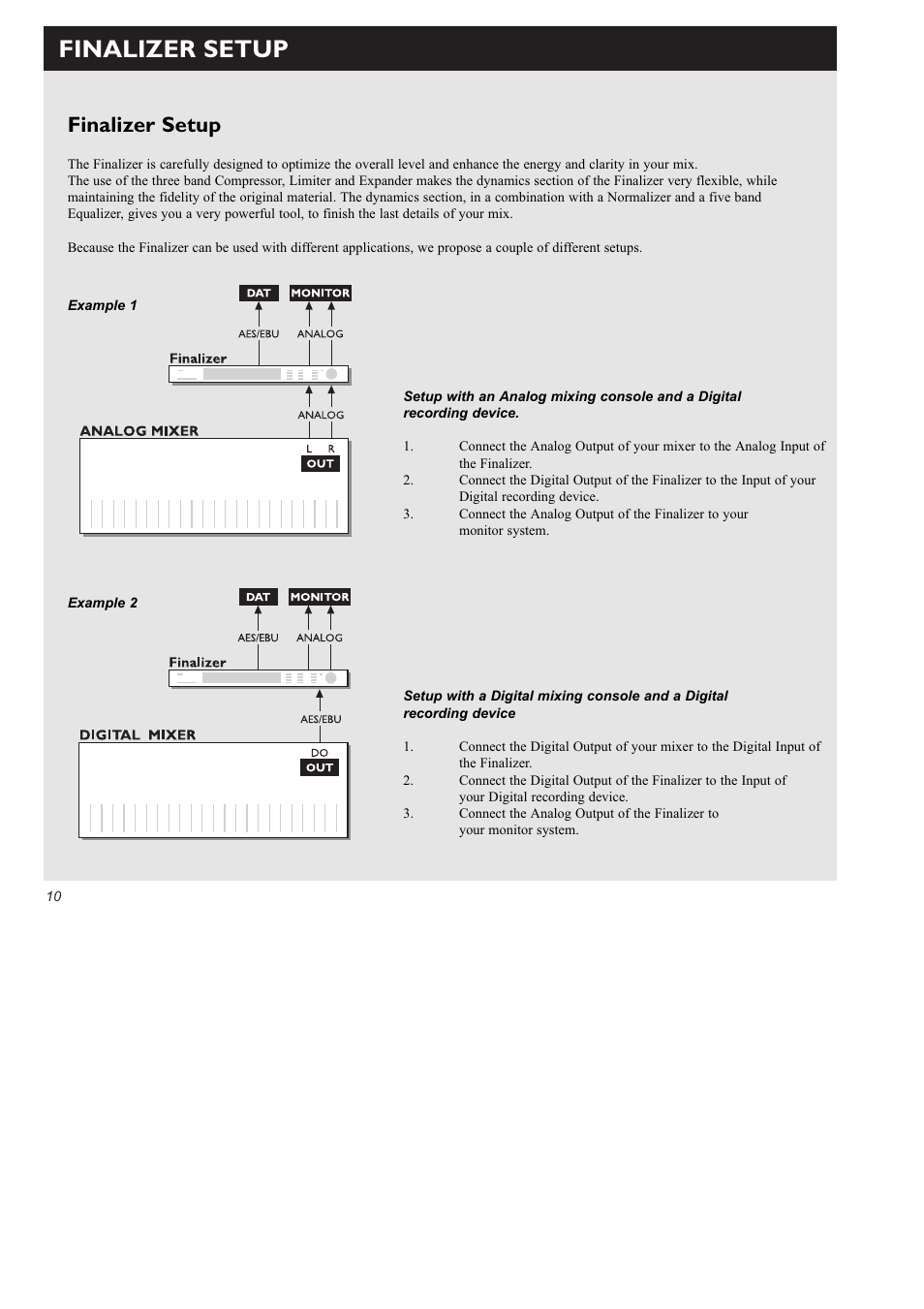 Finalizer setup | TC Electronic Finalizer 96k User Manual | Page 10 / 56